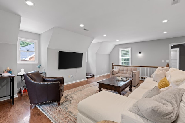 9334 Royal Mountain Dr, Chattanooga, TN 37421 - living room with wood finished floors, recessed lighting, and lofted ceiling