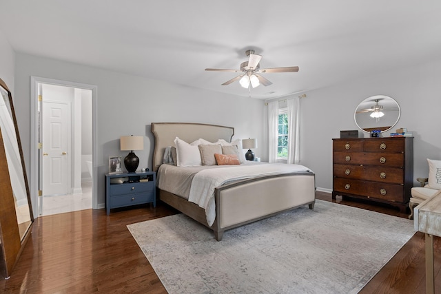 9334 Royal Mountain Dr, Chattanooga, TN 37421 - bedroom featuring dark wood finished floors and ceiling fan