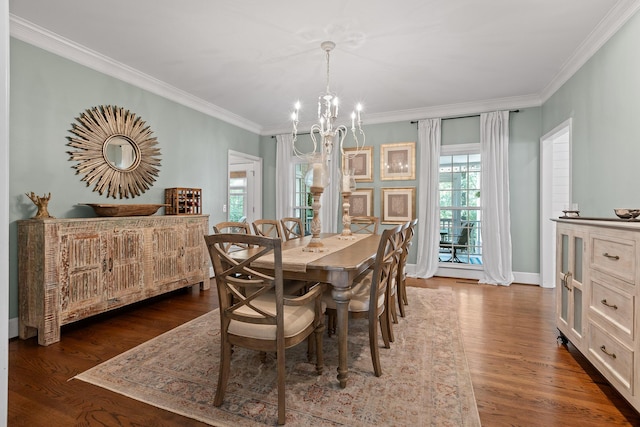 9334 Royal Mountain Dr, Chattanooga, TN 37421 - dining space featuring a chandelier, crown molding, and dark wood finished floors