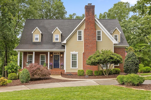 9334 Royal Mountain Dr, Chattanooga, TN 37421 - traditional-style home featuring a chimney, a front lawn, roof with shingles, and brick siding