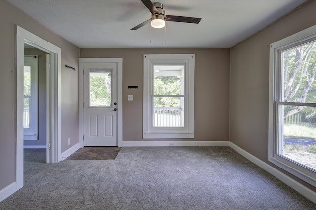 109 S Clear Springs Rd, Limestone, TN 37681 - entrance foyer featuring carpet floors, baseboards, and ceiling fan