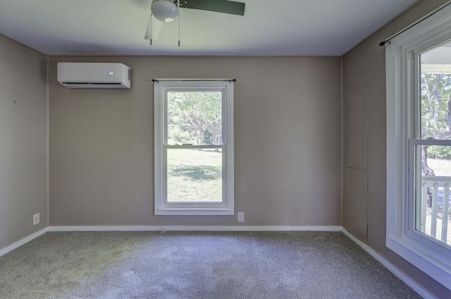109 S Clear Springs Rd, Limestone, TN 37681 - unfurnished room featuring an AC wall unit, carpet flooring, and plenty of natural light