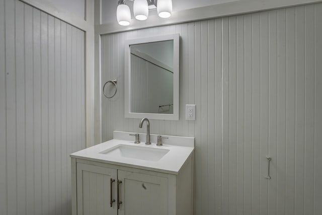 109 S Clear Springs Rd, Limestone, TN 37681 - bathroom featuring vanity and wooden walls