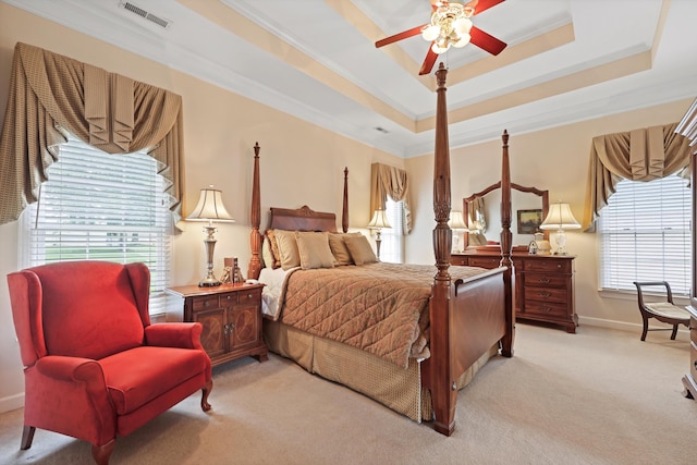8207 Carriage Xing, Chattanooga, TN 37421 - bedroom featuring ornamental molding, light colored carpet, a tray ceiling, and baseboards