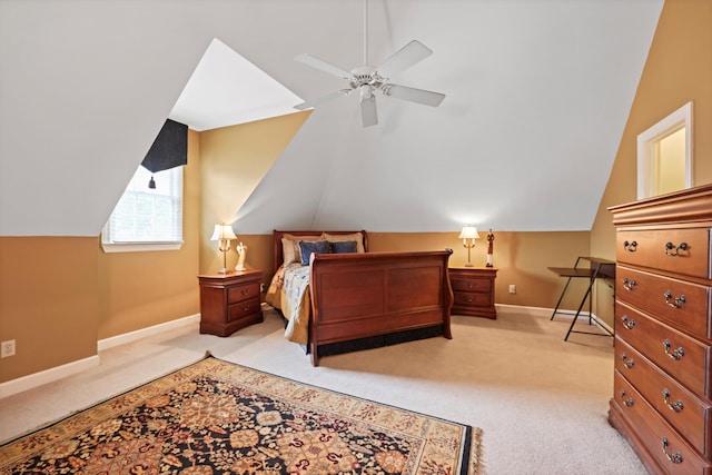 8207 Carriage Xing, Chattanooga, TN 37421 - bedroom featuring carpet floors, baseboards, lofted ceiling, and ceiling fan