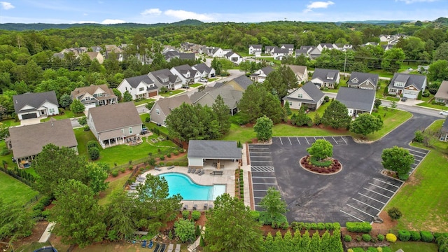 4867 Preserve Dr, Chattanooga, TN 37416 - aerial perspective of suburban area with a pool and a heavily wooded area