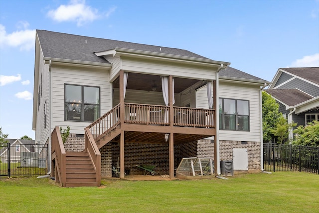 4867 Preserve Dr, Chattanooga, TN 37416 - back of house with stairs, a deck, and a sunroom