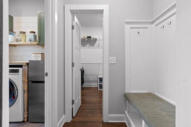 4867 Preserve Dr, Chattanooga, TN 37416 - washroom with washer / clothes dryer, dark wood-style floors, and baseboards