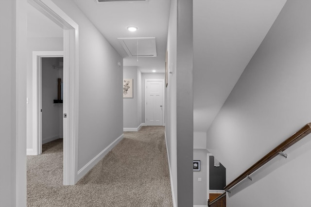 4867 Preserve Dr, Chattanooga, TN 37416 - hallway featuring attic access, carpet floors, and baseboards
