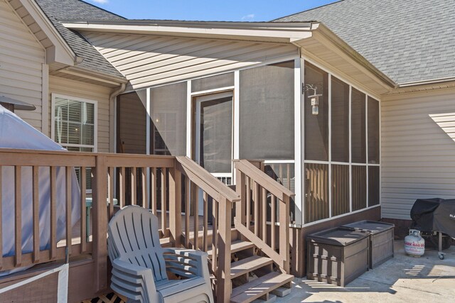 1549 Leighton Dr, Soddy Daisy, TN 37379 - wooden deck featuring a sunroom and grilling area