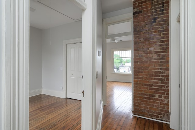 1501 Chamberlain Ave, Chattanooga, TN 37404 - hallway featuring dark wood-style flooring, attic access, and baseboards