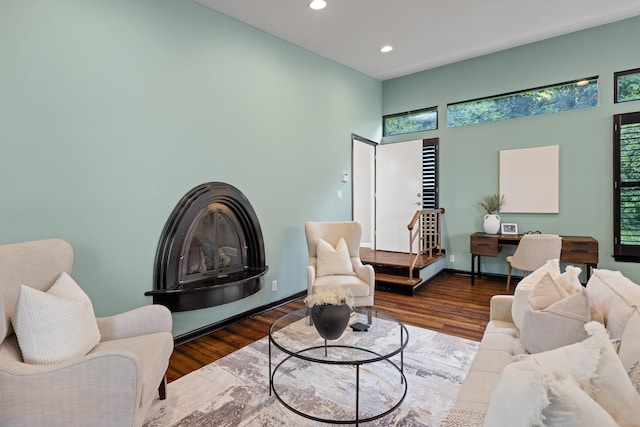 702 S Crest Rd, Chattanooga, TN 37404 - living room featuring recessed lighting, a high ceiling, and wood finished floors