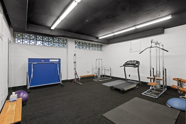 702 S Crest Rd, Chattanooga, TN 37404 - exercise room featuring concrete block wall