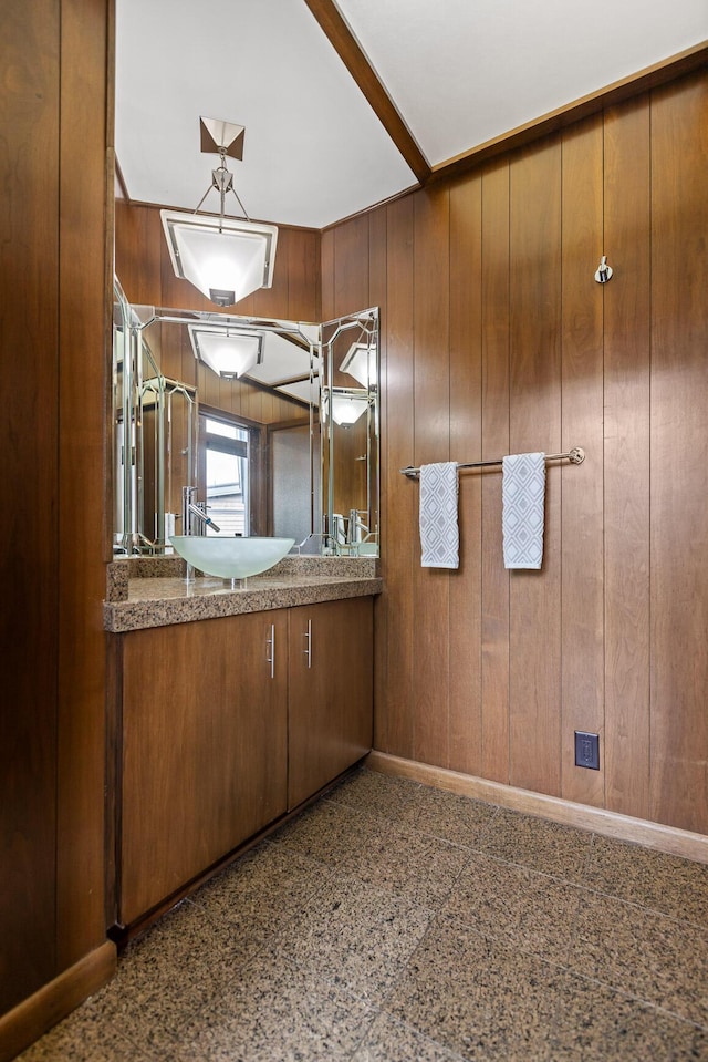 702 S Crest Rd, Chattanooga, TN 37404 - bathroom featuring vanity and wood walls