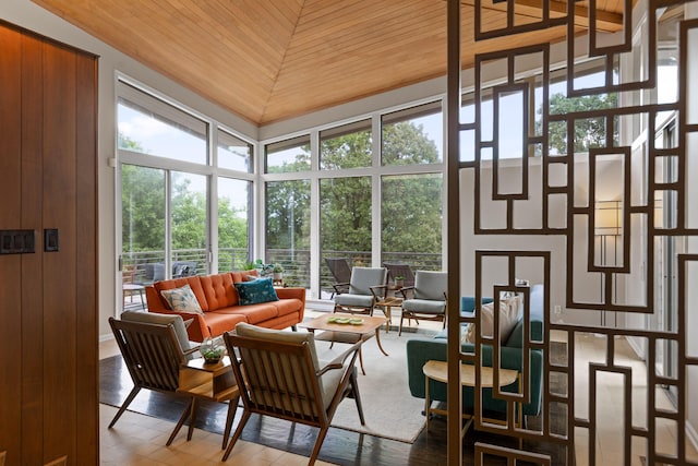 702 S Crest Rd, Chattanooga, TN 37404 - sunroom featuring wood ceiling, high vaulted ceiling, and plenty of natural light
