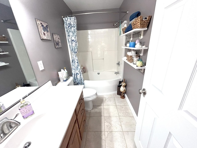 308 Bennie Camp Rd, Dunlap, TN 37327 - full bath with vanity, toilet, shower / tub combo with curtain, and tile patterned flooring