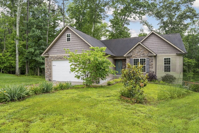 1804 Staghorn Dr, Soddy Daisy, TN 37379 - craftsman-style house featuring stone siding, a garage, and a front yard