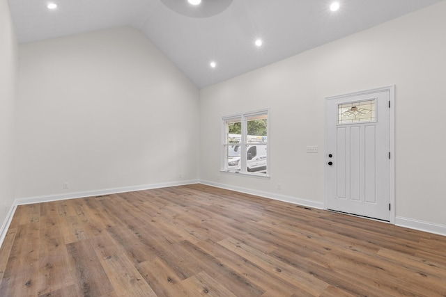 2959 Dogwood Valley Rd, Tunnel Hill, GA 30755 - foyer entrance featuring high vaulted ceiling, wood finished floors, recessed lighting, and baseboards