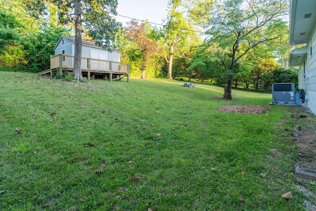 1306 Phyllis Ln, Chattanooga, TN 37421 - view of green lawn featuring central AC and a wooden deck