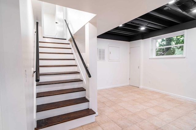 1306 Phyllis Ln, Chattanooga, TN 37421 - staircase with baseboards and tile patterned floors