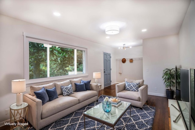 1306 Phyllis Ln, Chattanooga, TN 37421 - living area with wood finished floors, baseboards, and recessed lighting