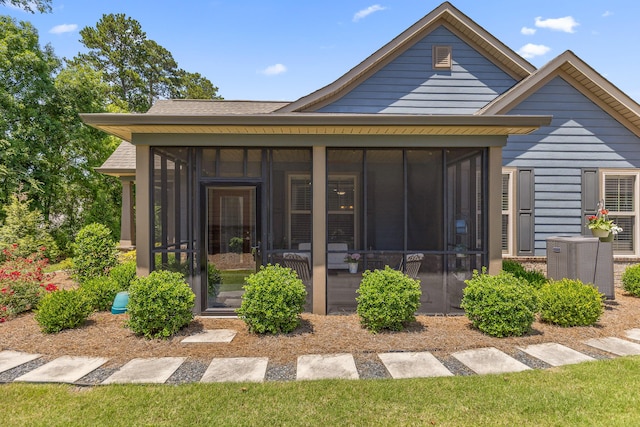 214 Camden Way Unit 38, Dalton, GA 30721 - back of house with a sunroom, a shingled roof, and central air condition unit