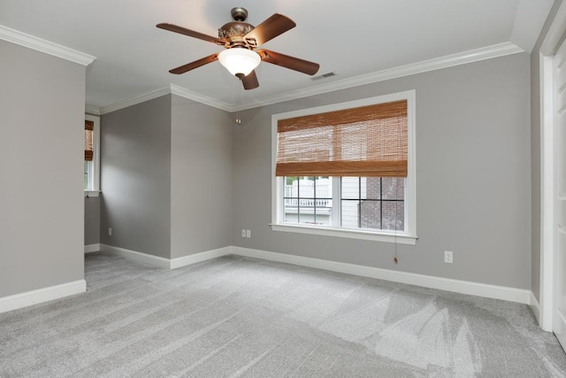 8650 Homecoming Dr, Chattanooga, TN 37421 - carpeted empty room featuring ornamental molding, baseboards, and ceiling fan