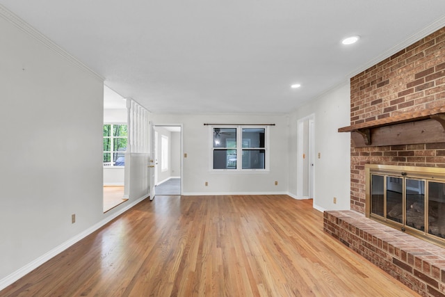 2434 Haven Cove Ln, Chattanooga, TN 37421 - unfurnished living room featuring wood finished floors, baseboards, ornamental molding, and recessed lighting