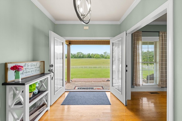 727 E Dumplin Valley Rd, Jefferson City, TN 37760 - foyer featuring french doors, crown molding, and wood finished floors