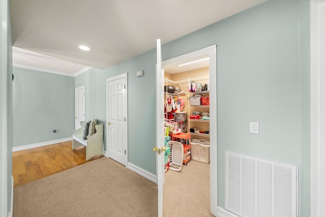 727 E Dumplin Valley Rd, Jefferson City, TN 37760 - hallway with carpet, baseboards, recessed lighting, and crown molding