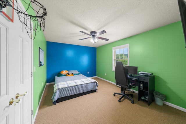 727 E Dumplin Valley Rd, Jefferson City, TN 37760 - carpeted bedroom featuring ceiling fan, baseboards, and a textured ceiling