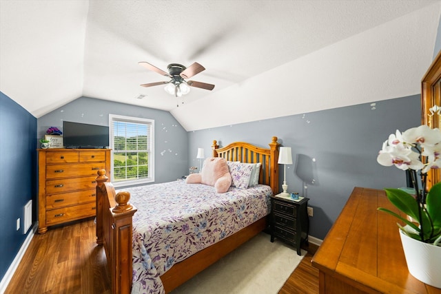 727 E Dumplin Valley Rd, Jefferson City, TN 37760 - bedroom featuring wood finished floors, lofted ceiling, a ceiling fan, and baseboards