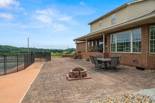 727 E Dumplin Valley Rd, Jefferson City, TN 37760 - view of patio featuring an outdoor fire pit and a mountain view
