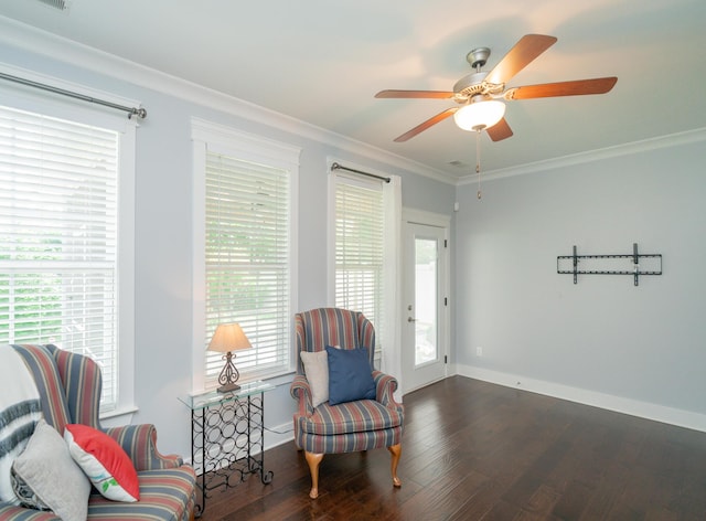 2062 Belleau Village Ln, Chattanooga, TN 37421 - sitting room with wood finished floors, ornamental molding, and a ceiling fan
