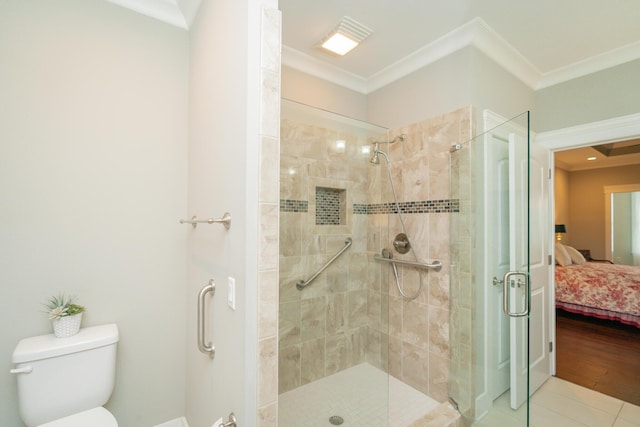 2062 Belleau Village Ln, Chattanooga, TN 37421 - bathroom featuring ensuite bathroom, ornamental molding, and a shower stall