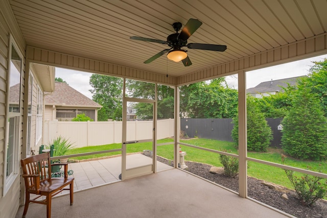 2062 Belleau Village Ln, Chattanooga, TN 37421 - unfurnished sunroom featuring a ceiling fan and plenty of natural light