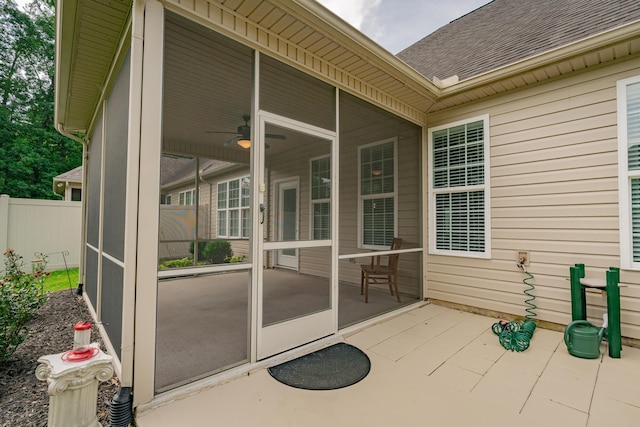 2062 Belleau Village Ln, Chattanooga, TN 37421 - view of patio featuring a sunroom and a ceiling fan