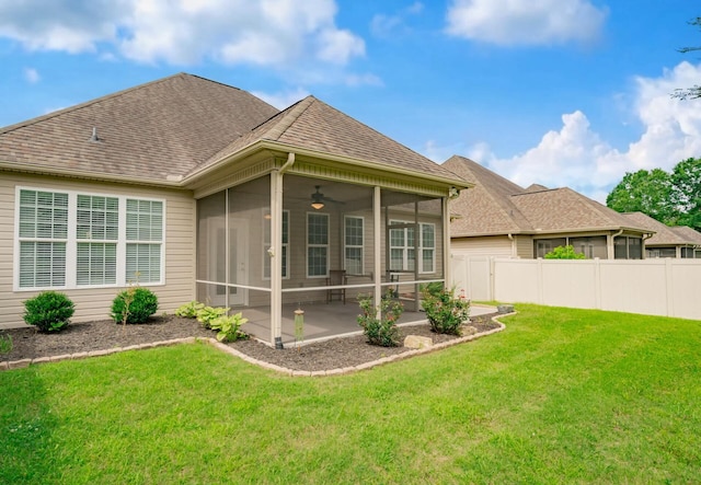 2062 Belleau Village Ln, Chattanooga, TN 37421 - back of property featuring a sunroom, a patio area, and a shingled roof