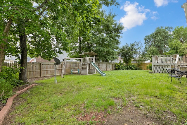 8021 Hamilton Mill Dr, Chattanooga, TN 37421 - view of yard with a deck and a playground