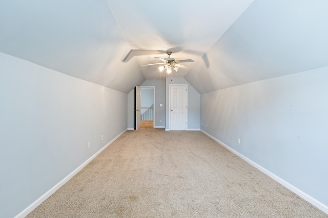 8021 Hamilton Mill Dr, Chattanooga, TN 37421 - bonus room with light carpet, a ceiling fan, baseboards, and vaulted ceiling