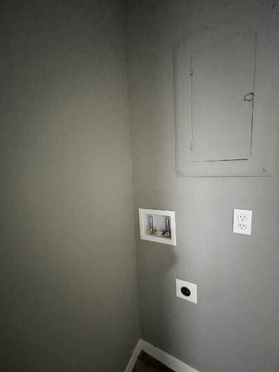 laundry room featuring electric dryer hookup and washer hookup