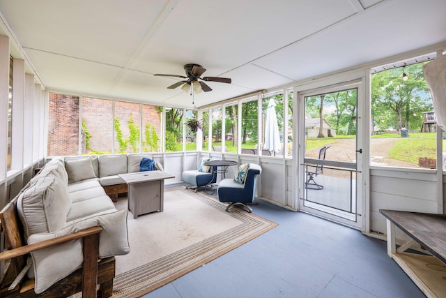 9 Maple Ln, Fort Oglethorpe, GA 30742 - sunroom / solarium featuring an outdoor living space and a ceiling fan
