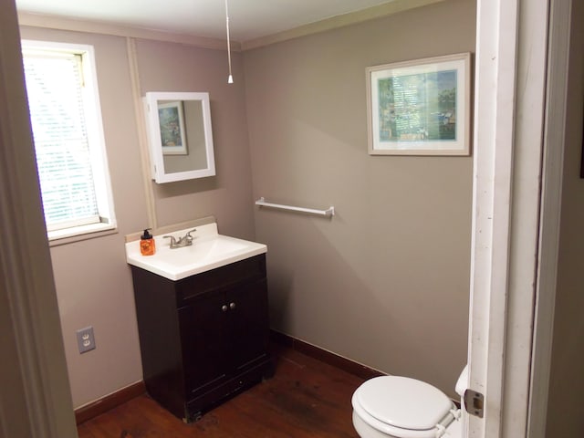 895 W Schmitt Rd, Rossville, GA 30741 - bathroom with vanity, wood finished floors, toilet, and baseboards