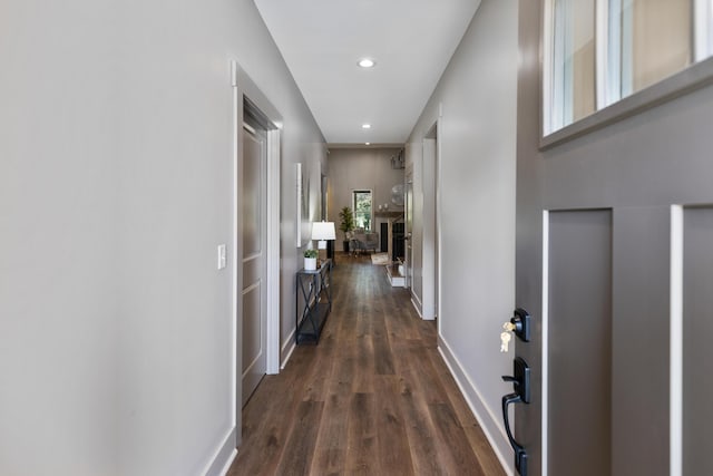 300 Dogwood Ln, Fort Oglethorpe, GA 30742 - hallway featuring dark wood-type flooring and recessed lighting