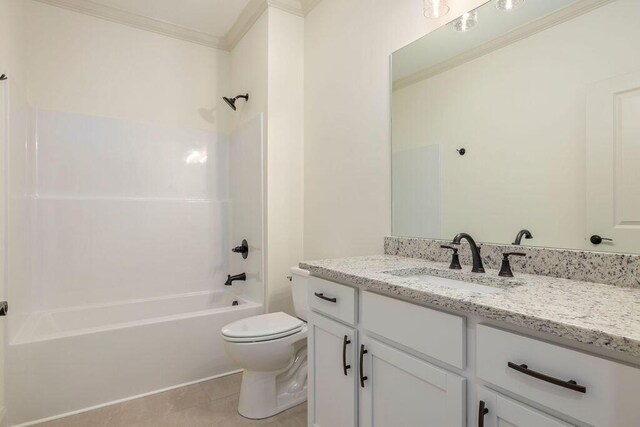1693 Destiny Dr Unit 16, Hixson, TN 37343 - full bathroom featuring ornamental molding, vanity, toilet, shower / bathtub combination, and tile patterned floors