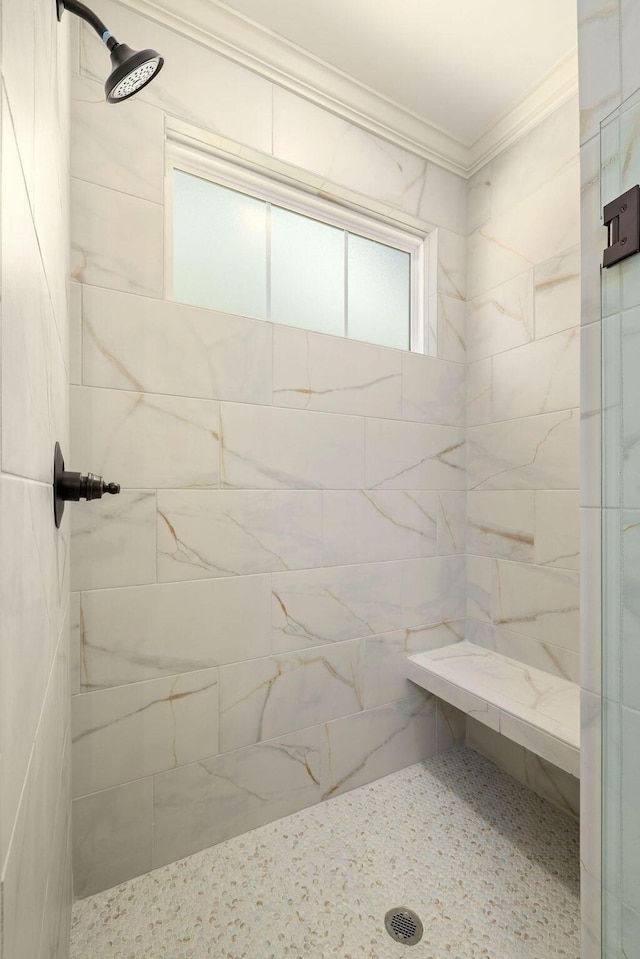 1693 Destiny Dr Unit 16, Hixson, TN 37343 - bathroom featuring ornamental molding and tiled shower