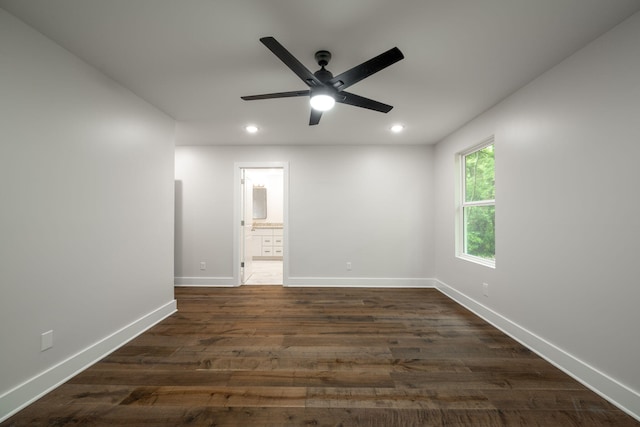 3914 Bennett Rd, Chattanooga, TN 37412 - empty room with ceiling fan, recessed lighting, baseboards, and dark wood-type flooring