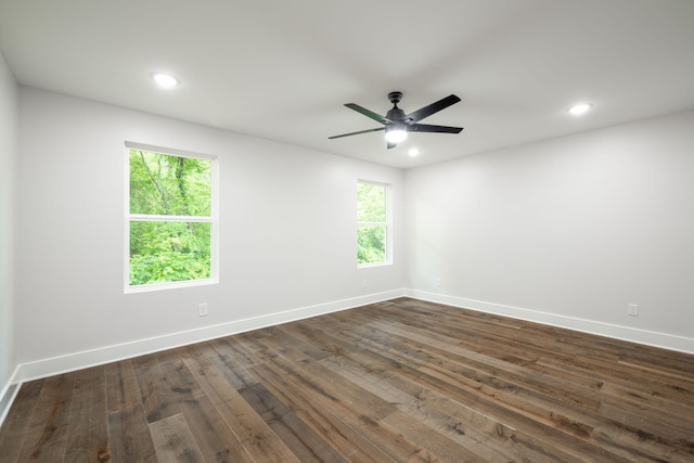 3914 Bennett Rd, Chattanooga, TN 37412 - empty room featuring baseboards, dark wood-style floors, recessed lighting, and ceiling fan
