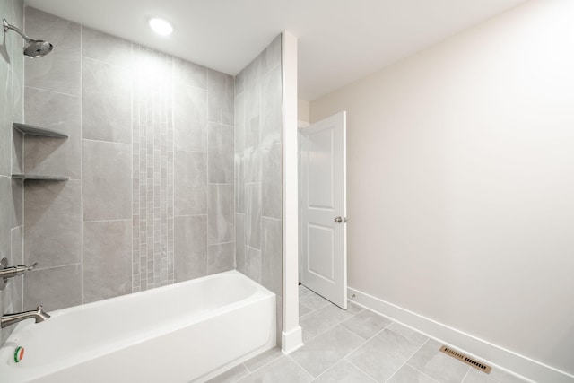 3914 Bennett Rd, Chattanooga, TN 37412 - bathroom featuring shower / tub combination, tile patterned floors, baseboards, and recessed lighting
