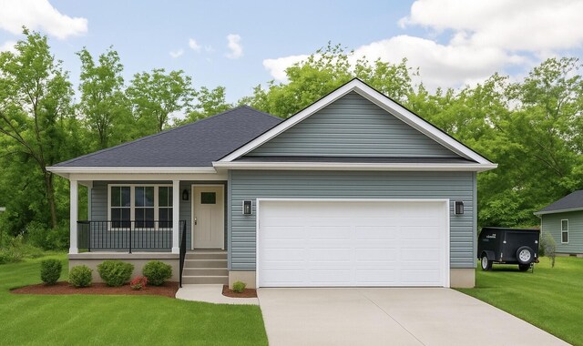 3914 Bennett Rd, Chattanooga, TN 37412 - view of front facade with driveway, covered porch, a front yard, and a garage